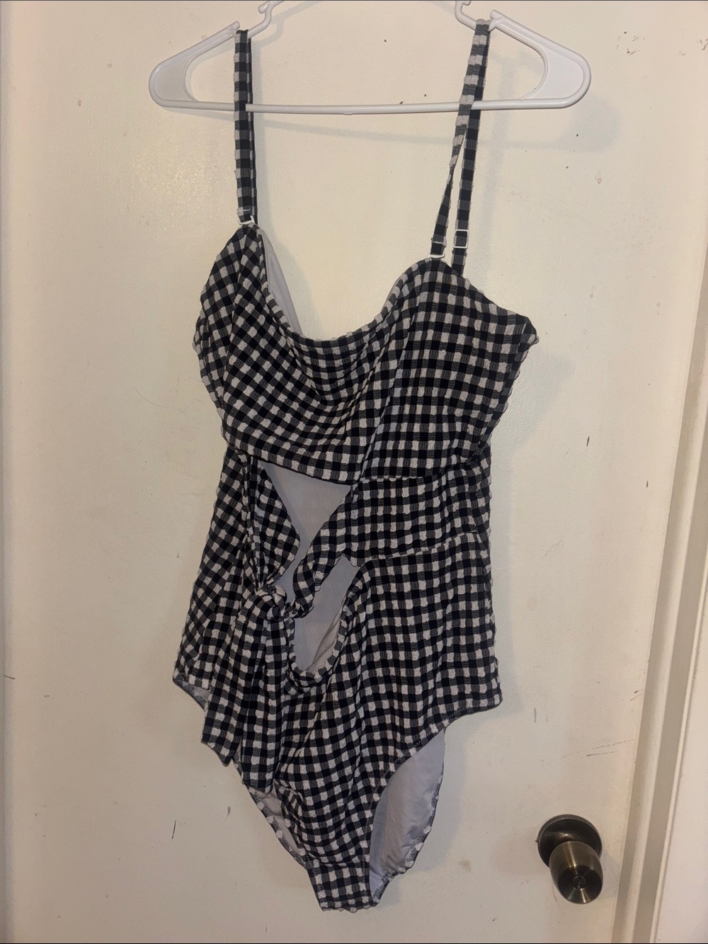 aerie Black & White Gingham One-Piece Swimsuit